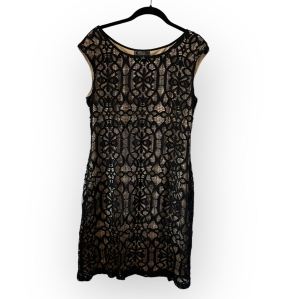 dressbarn Black Lace Overlay Midi Dress